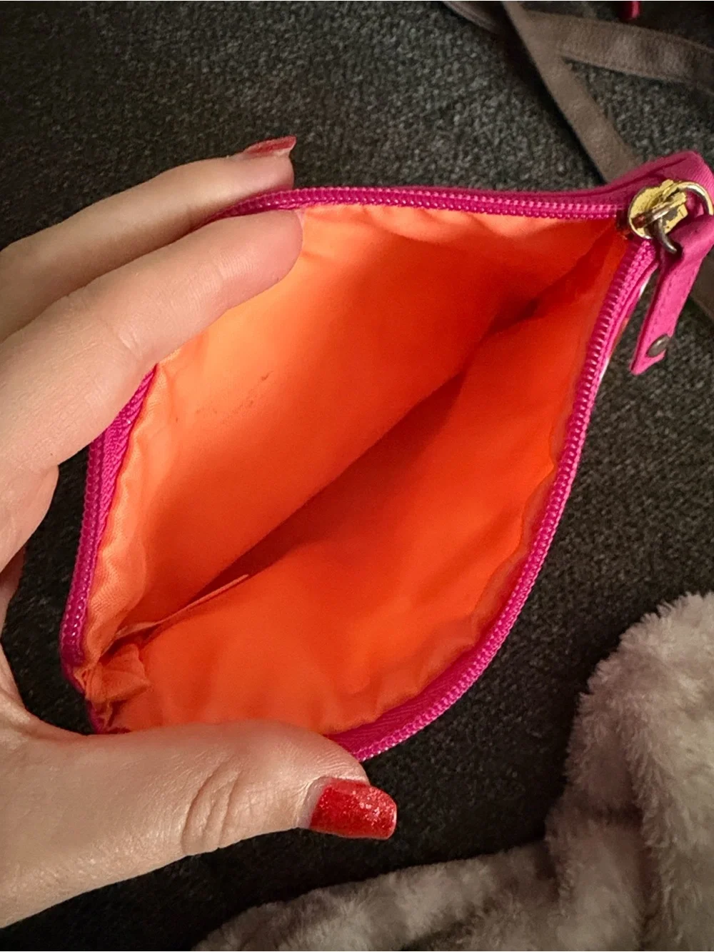 ELLE Pink and Orange Geometric Cosmetic Bag